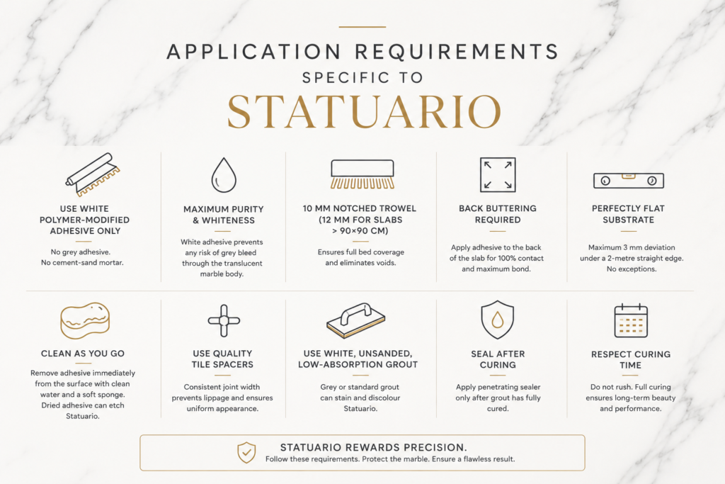 Application requirements specific to Statuario