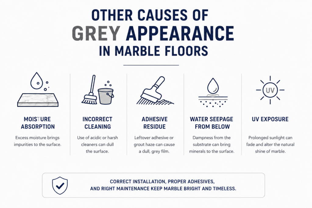 Other Causes of Grey Appearance in Marble Floors