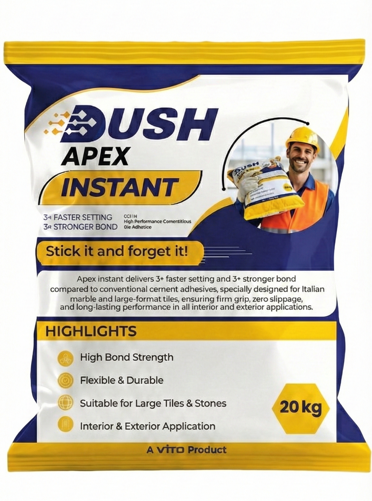 Dush Apex Instant — marble adhesive for vertical wall India — best adhesive for marble wall cladding India — fast-set exterior