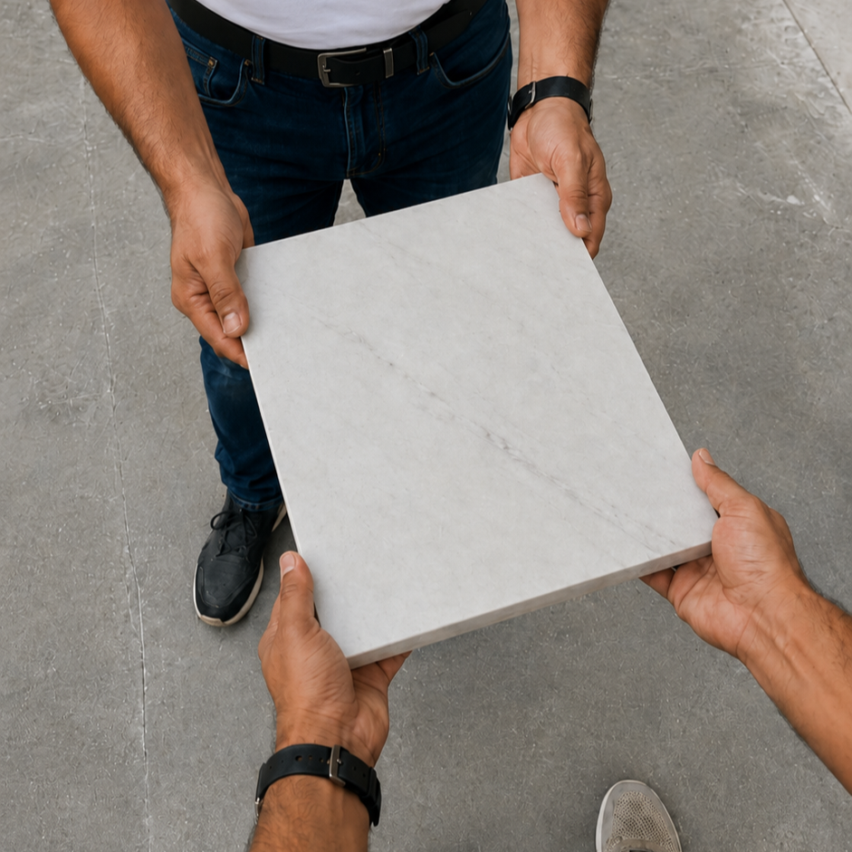 Marble sample collection for treatment demonstration
