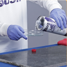 Dush Wet Look step 1 — prepare black marble surface