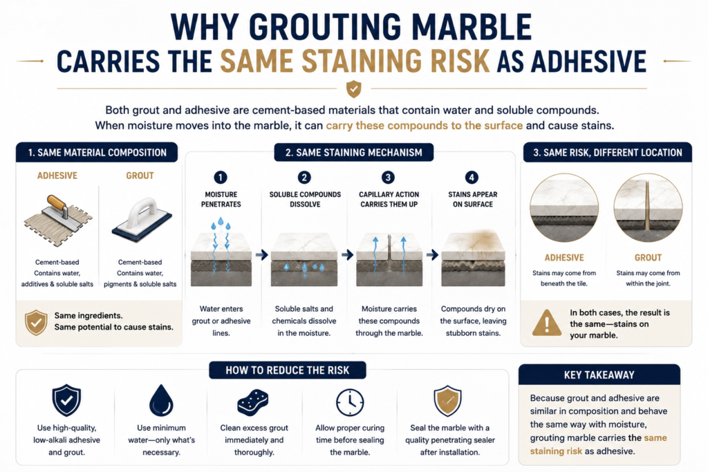 Why Grouting Marble Carries the Same Staining Risk as Adhesive