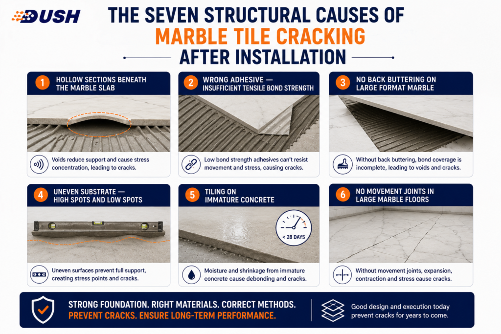 Cause 6 — No Movement Joints in Large Marble Floors