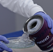 Dush Nano+ step 1 — surface preparation for black marble nano sealing
