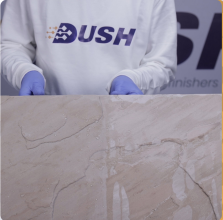 Dush Nano+ step 3 — remove excess and cure black marble nano sealer
