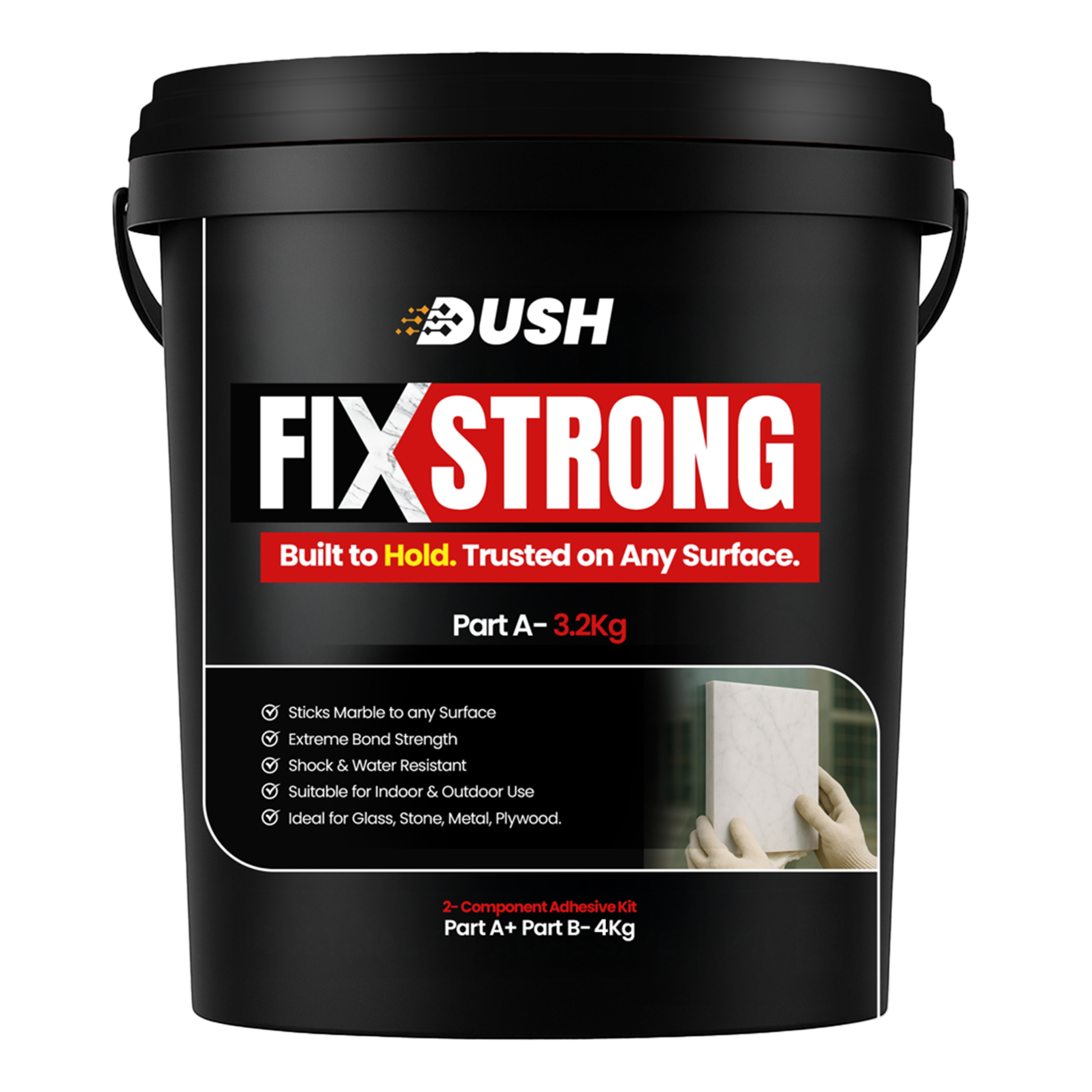 Dush Fix Strong structural epoxy adhesive marble bonded to metal glass India