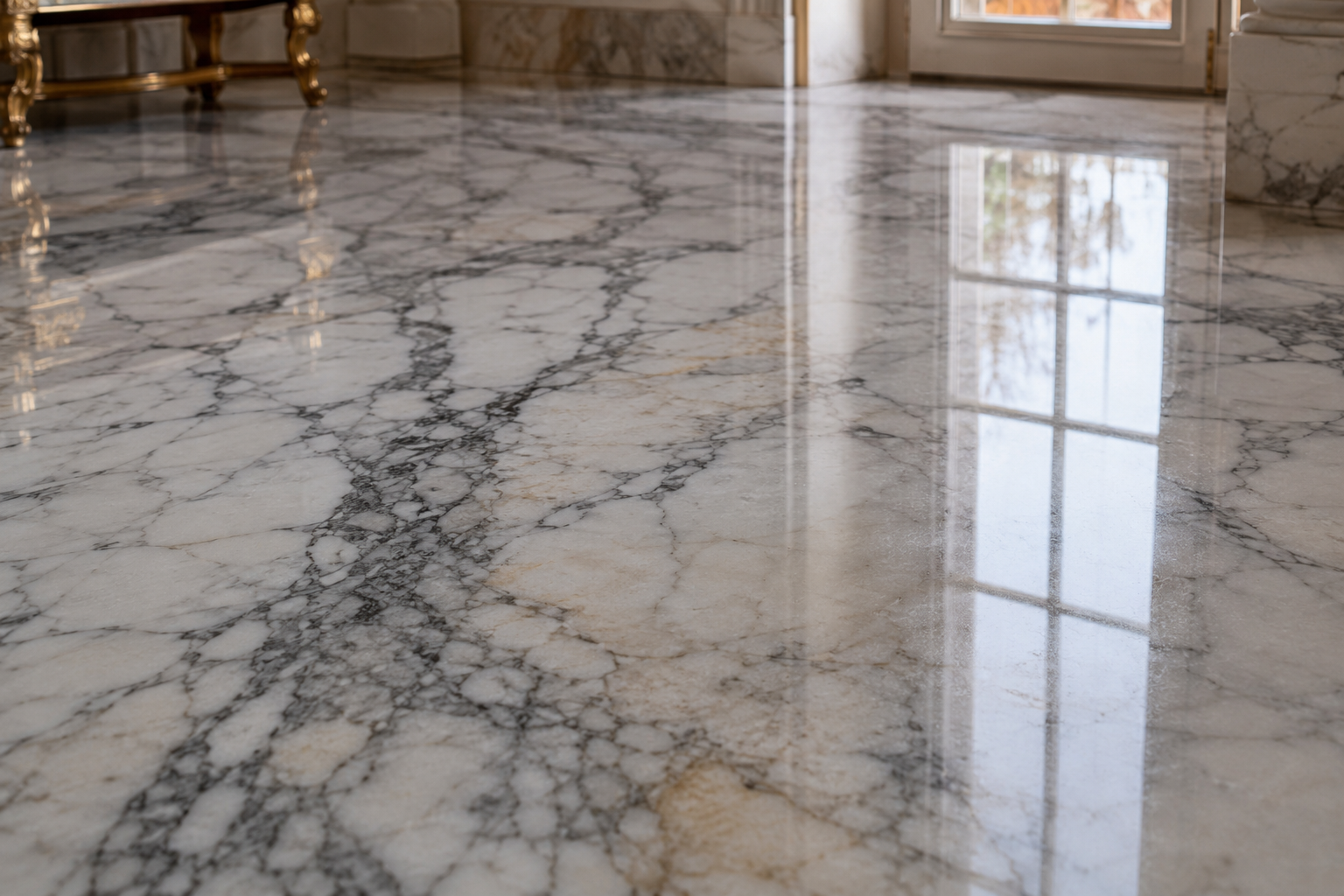 Luxury interior with professionally restored Italian marble flooring