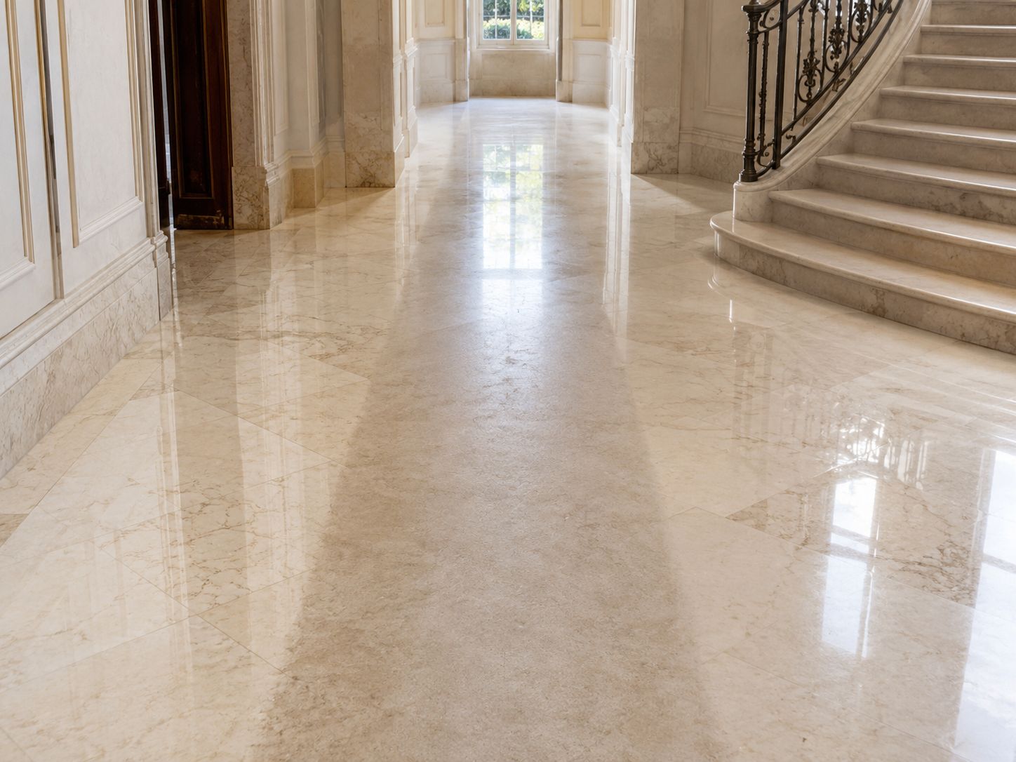 Close-up of a dull area on polished marble