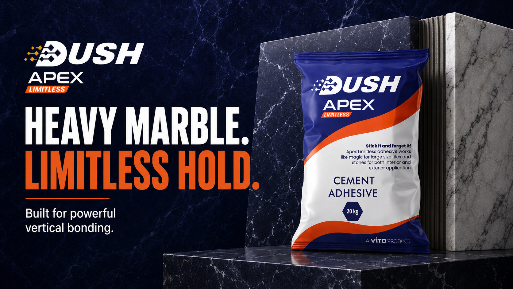 DUSH APEX LIMITLESS white adhesive for premium marble flooring in Indian homes