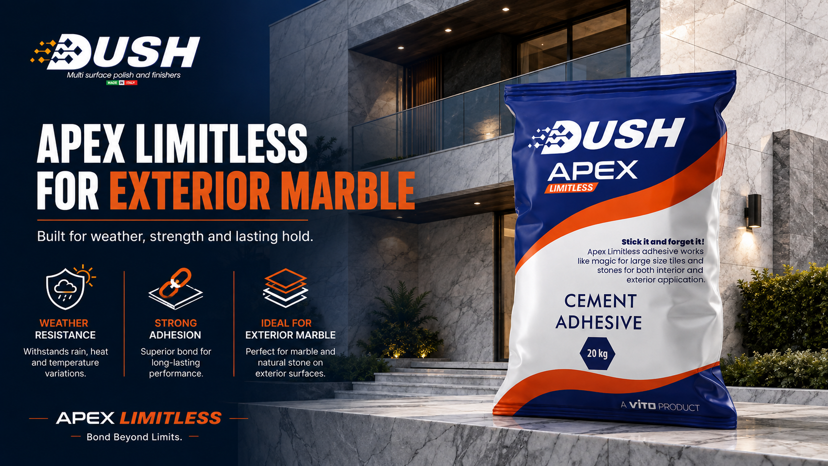 DUSH APEX for Italian marble flooring wall cladding and exterior stone applications