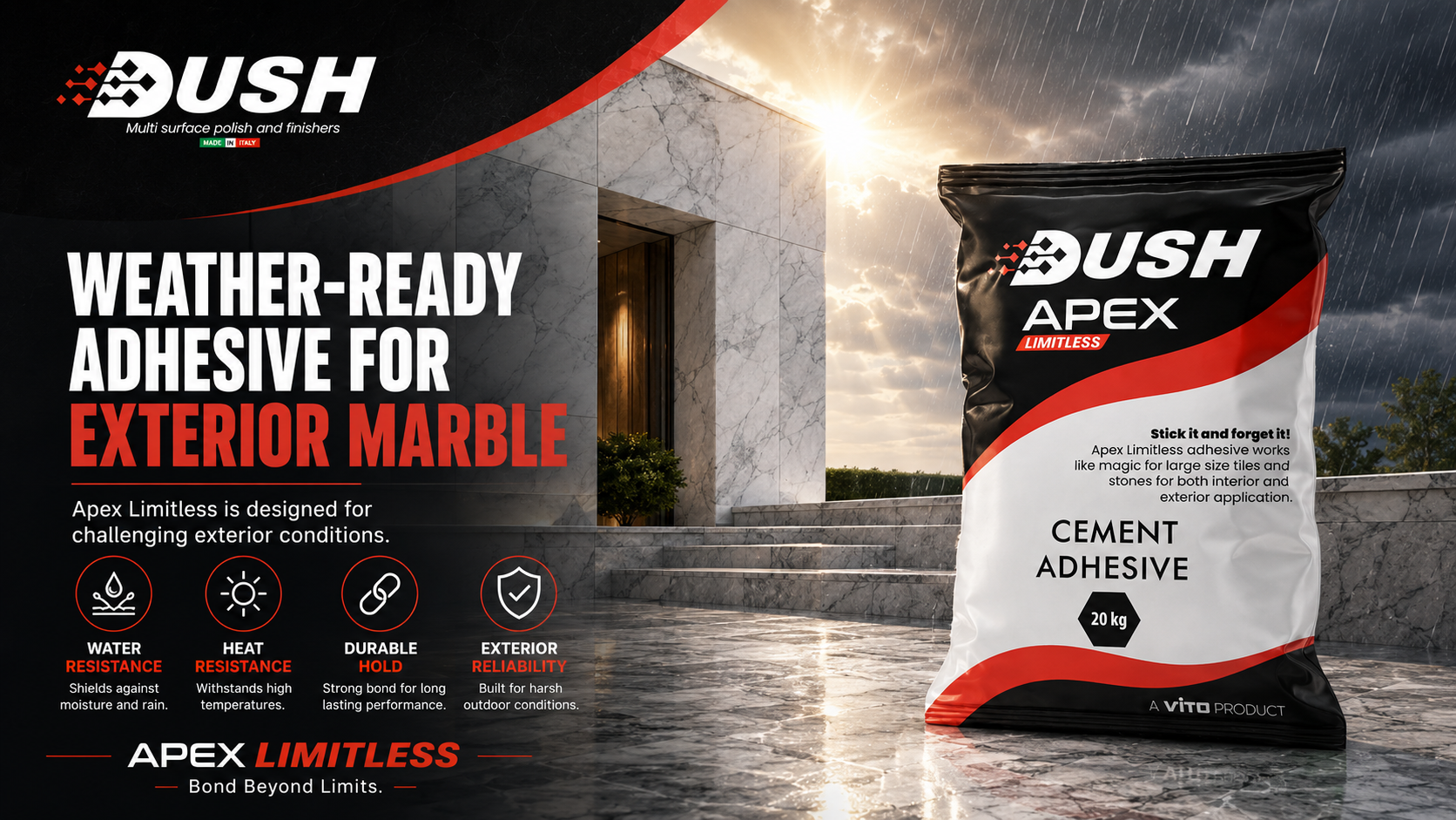 DUSH APEX premium adhesive for marble flooring wall cladding and stone applications in India