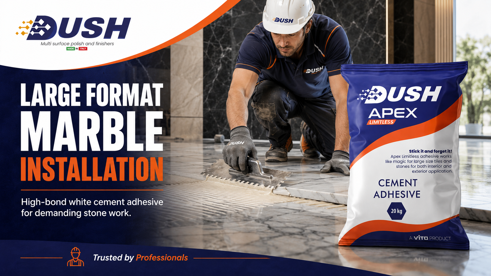 DUSH APEX LIMITLESS white high-polymer-modified adhesive for premium marble in India