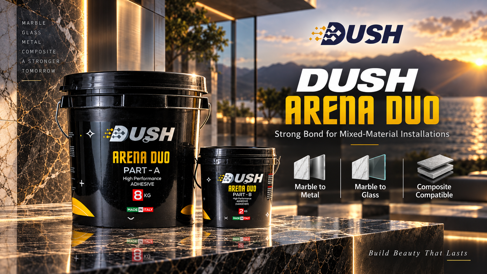 DUSH Arena adhesive product image for professional stone applications