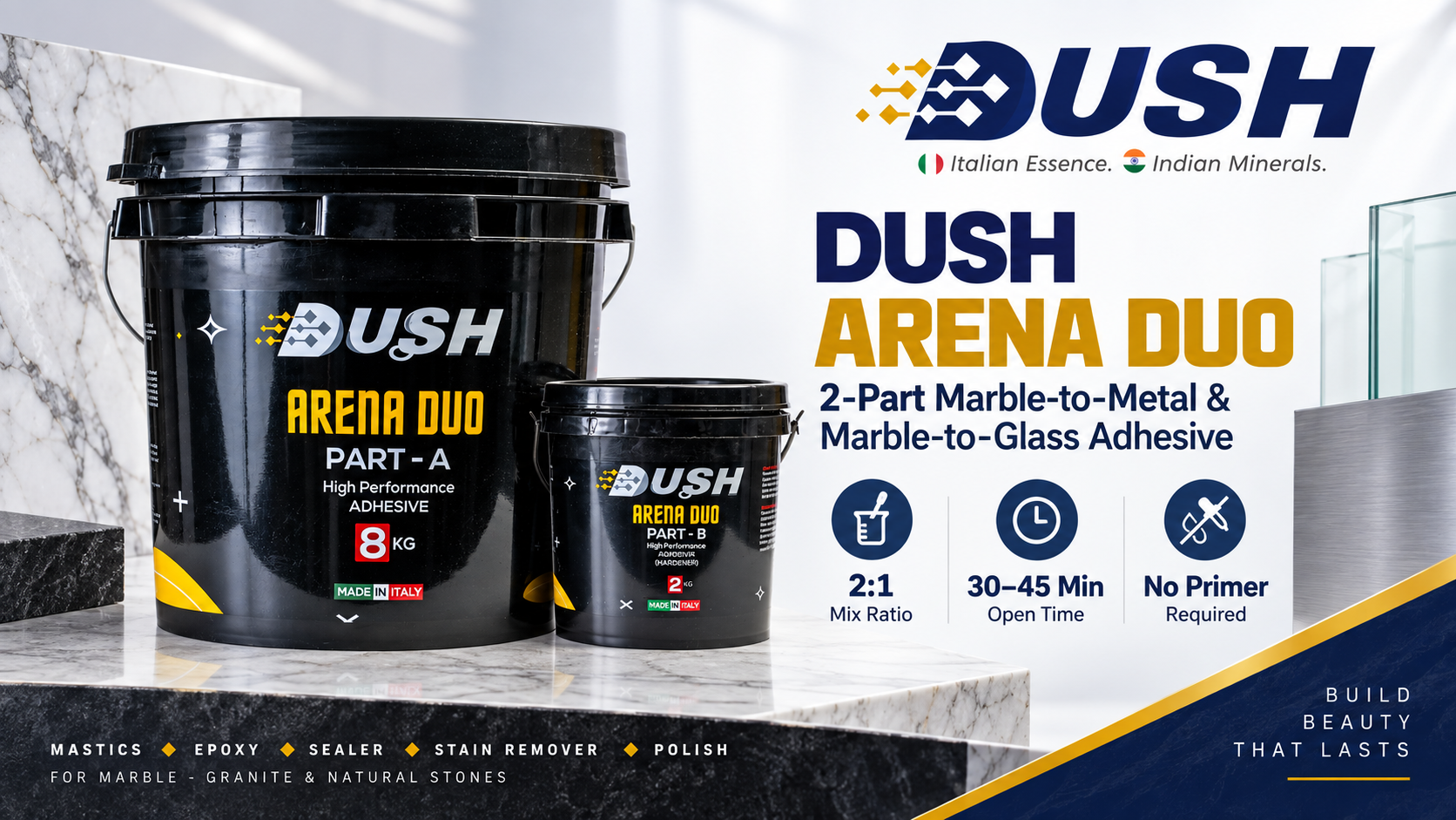 DUSH Arena Duo PU adhesive for marble edge bonding
