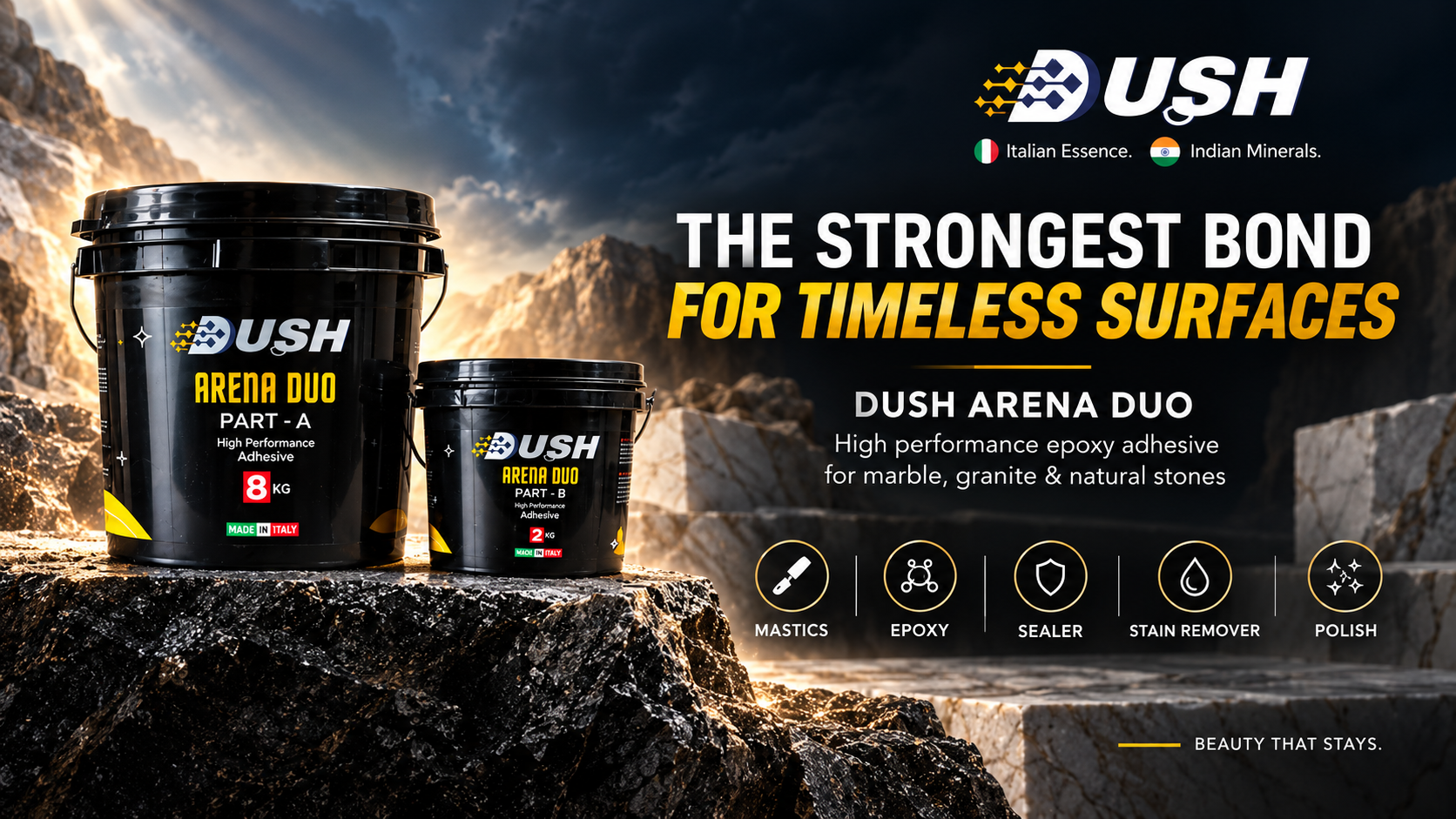 DUSH Arena Duo premium PU adhesive for marble and natural stone