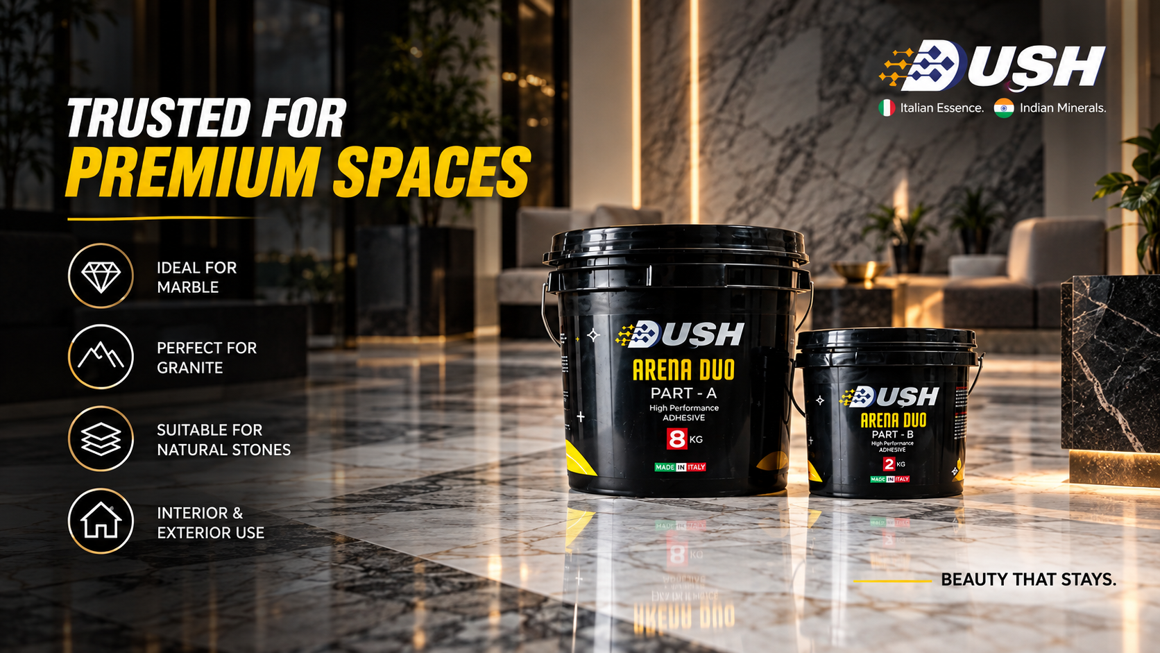 DUSH Arena Duo PU adhesive for natural stone applications