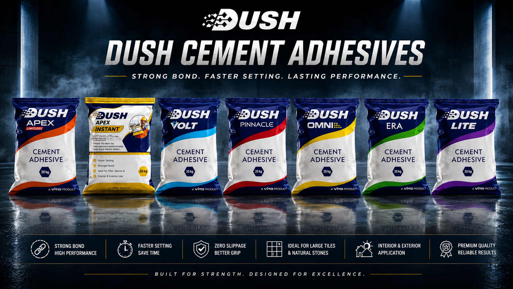 DUSH large-format marble adhesive products guide